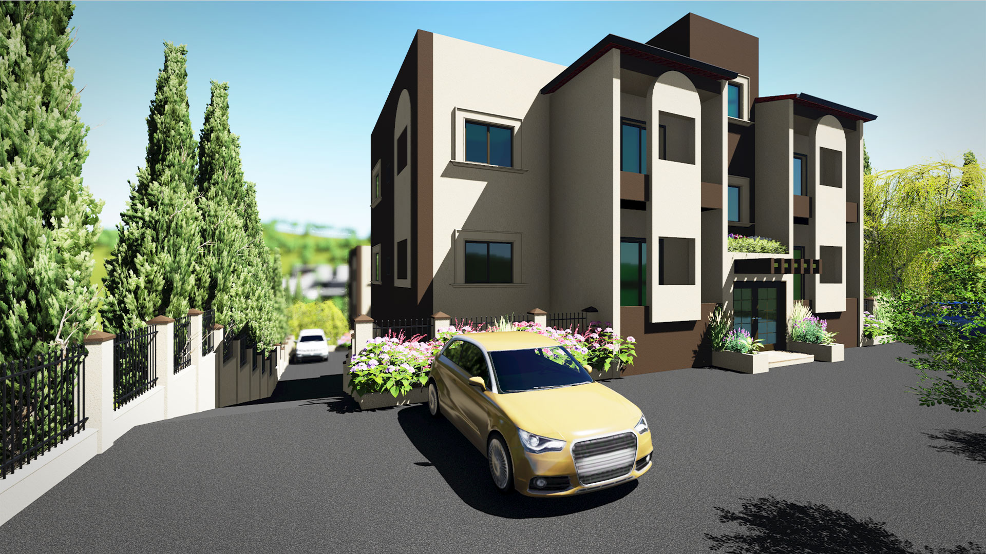 Architecture & engineering design & rendering for Touairi Residential building 171.